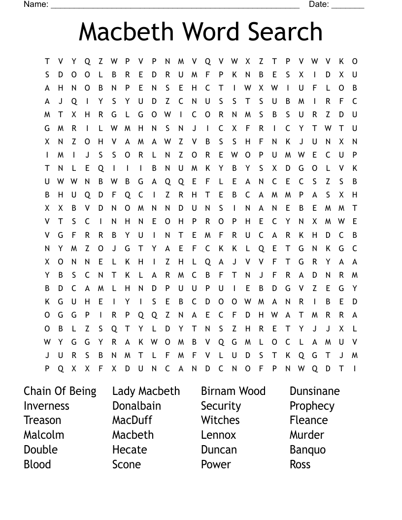 Macbeth Word Search