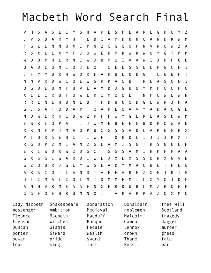 Macbeth Word Search Final
