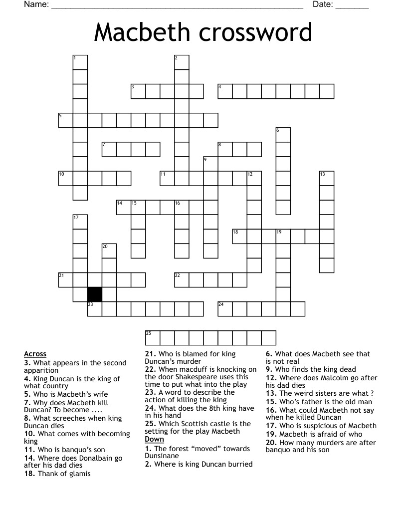Macbeth crossword