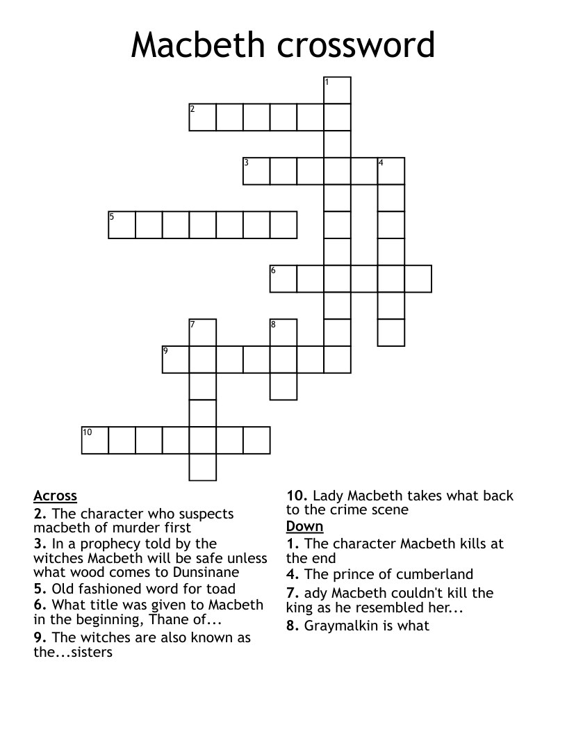 Macbeth crossword