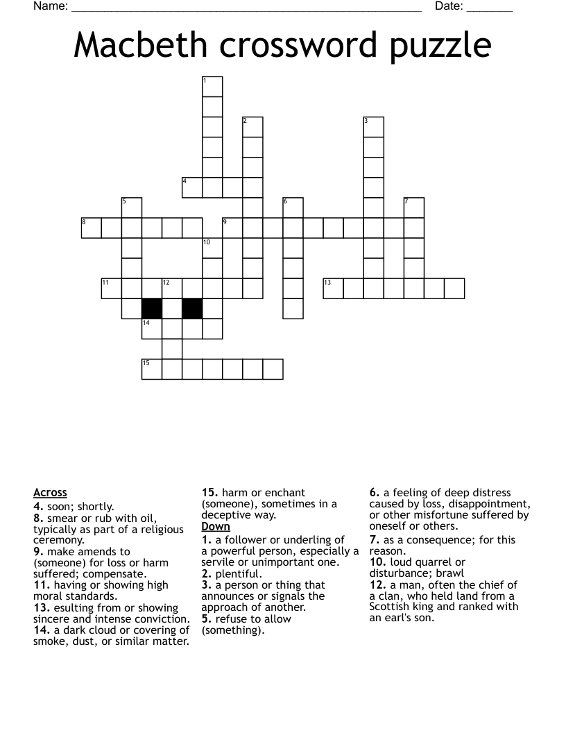 Macbeth crossword puzzle