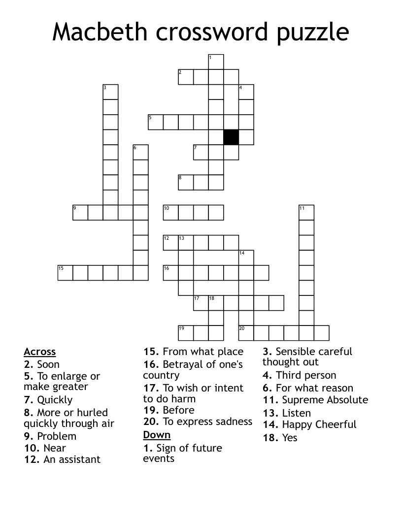 Macbeth crossword puzzle