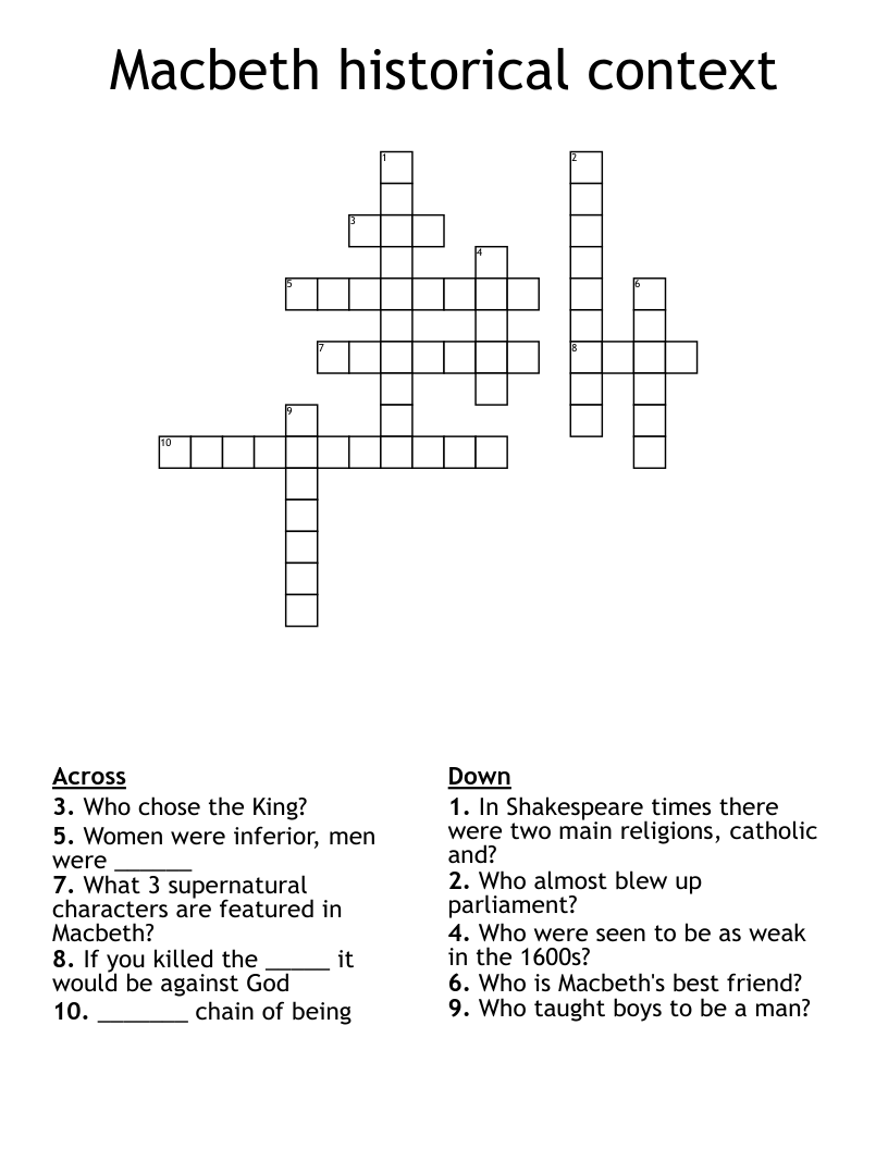 Macbeth historical context Crossword