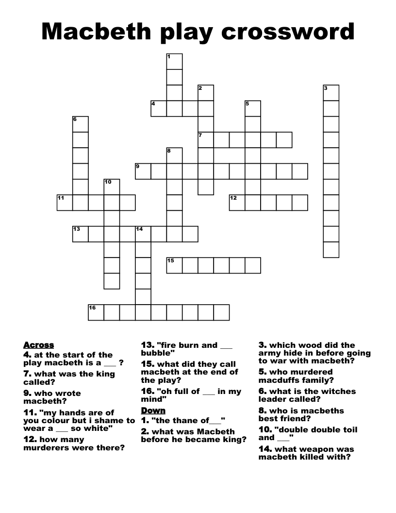 Macbeth play crossword