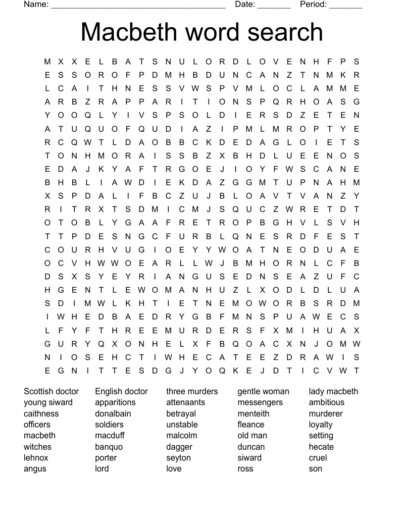 Macbeth word search 
