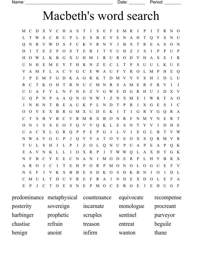 Macbeth's word search