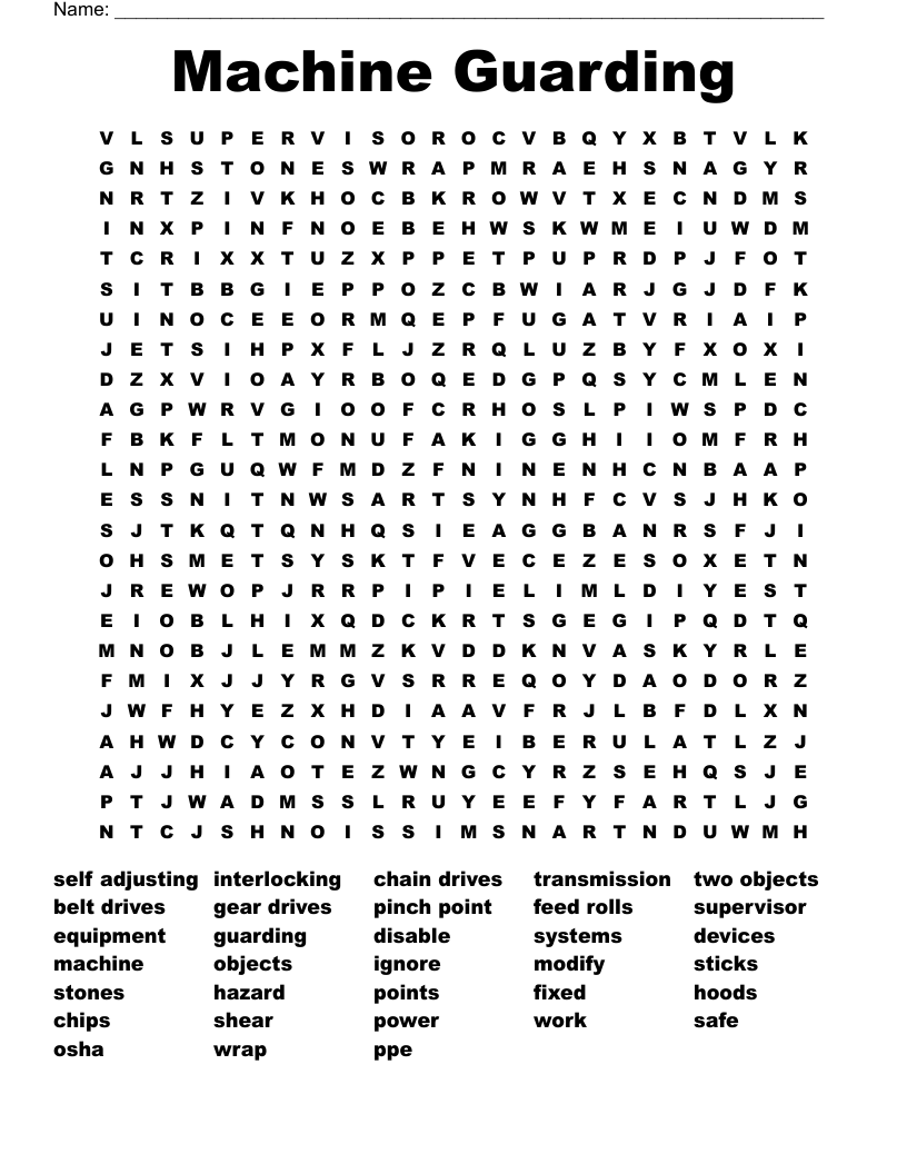Machine Guarding Word Search