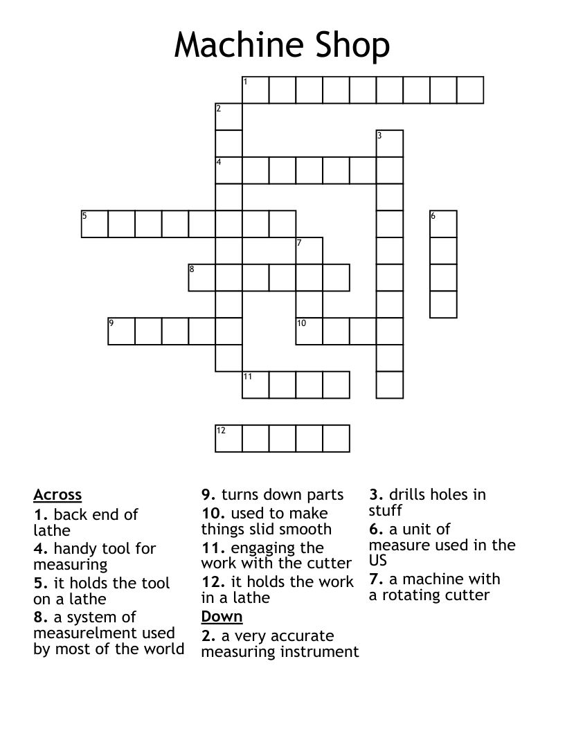 Machine Shop Crossword