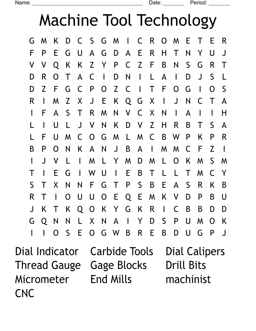 Machine Tool Technology Word Search