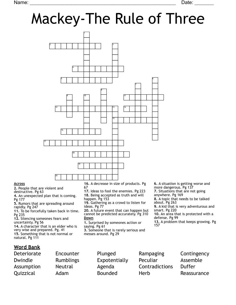 Mackey-The Rule of Three Crossword
