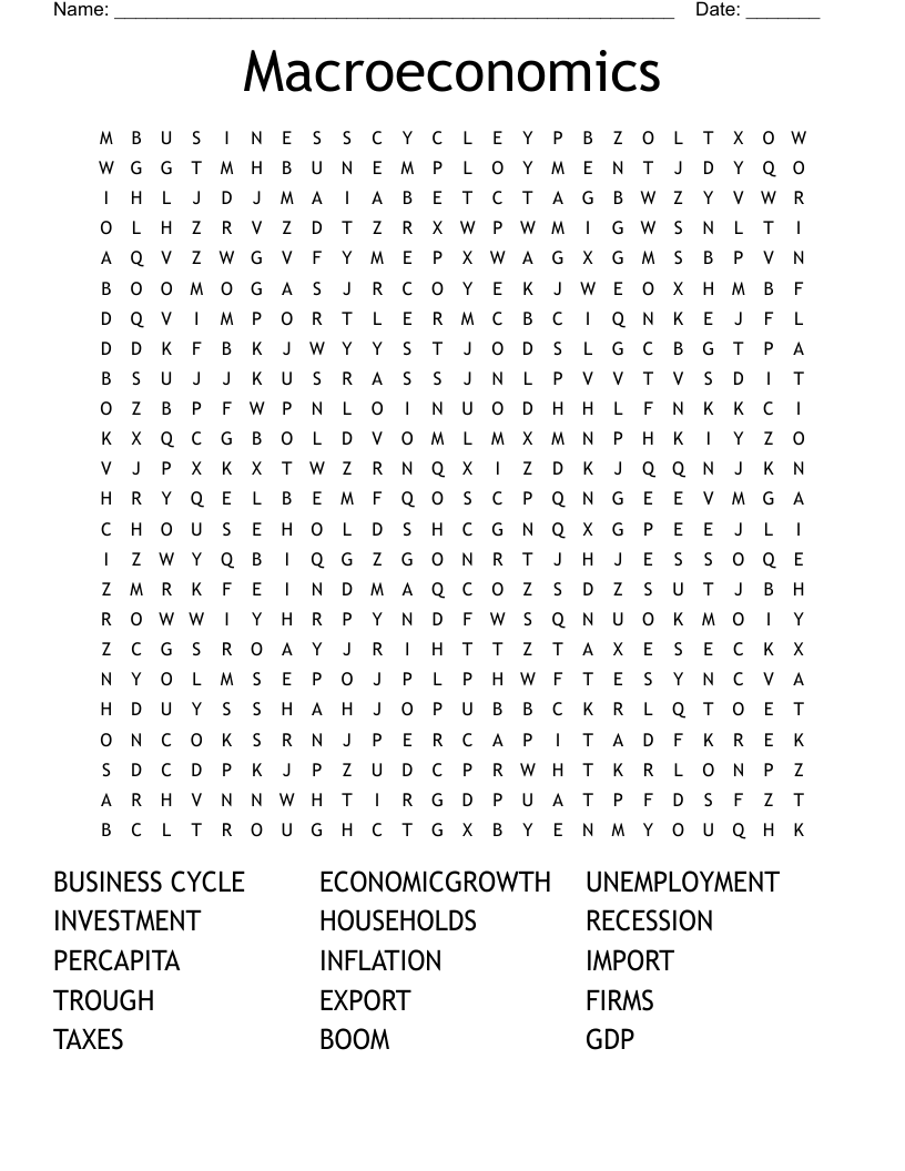 Macroeconomics Word Search