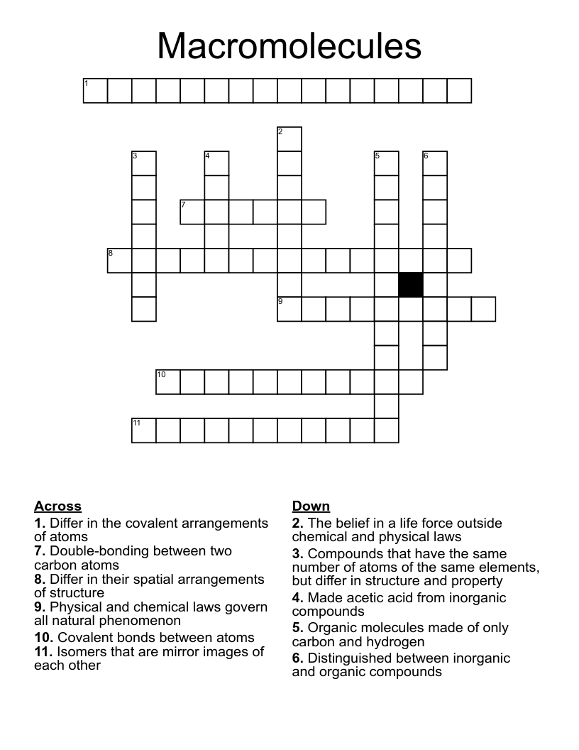 Macromolecules Crossword
