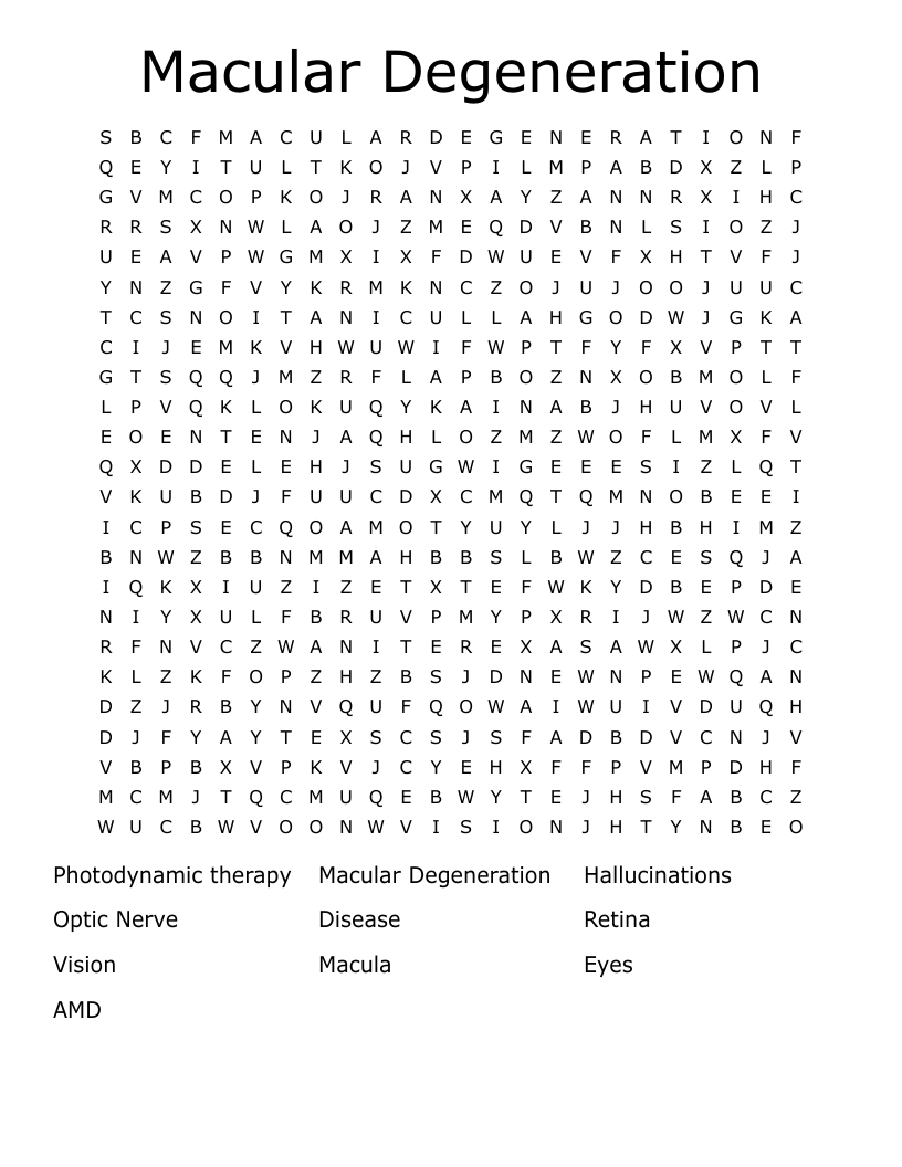 Macular Degeneration Word Search