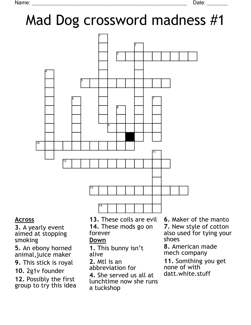 Mad Dog crossword madness #1