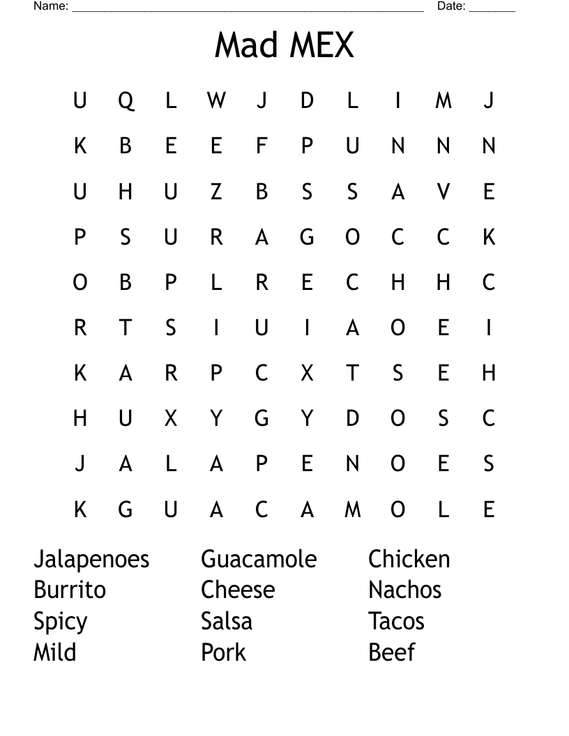 Mad MEX Word Search