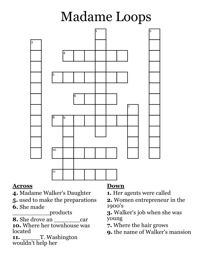 Madame Loops Crossword