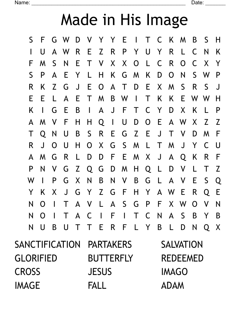 Made in His Image Word Search
