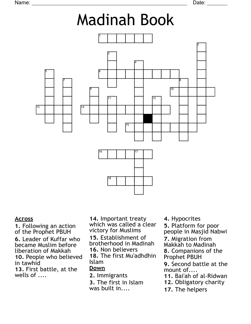 Madinah Book Crossword