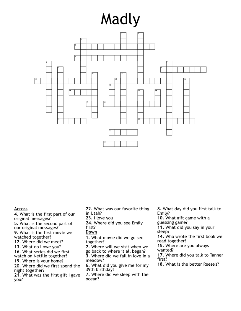 Madly Crossword