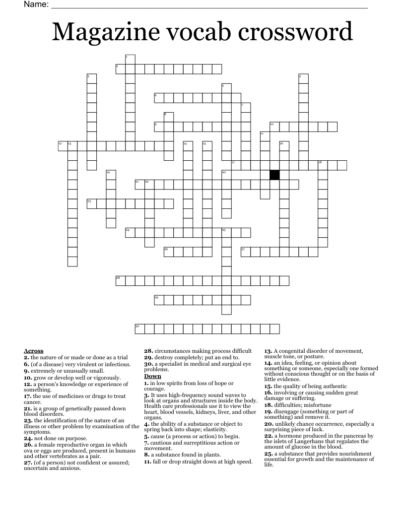 Magazine vocab crossword