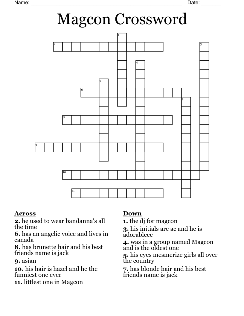 Magcon Crossword