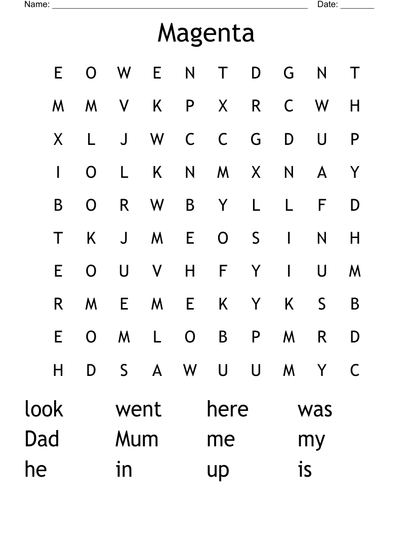 Magenta Word Search