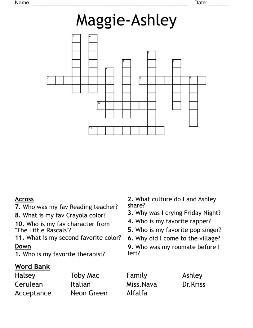 Maggie-Ashley Crossword