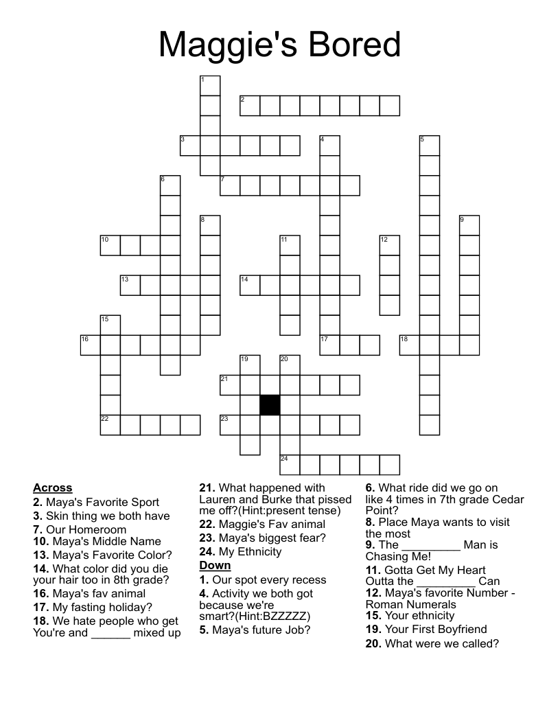 Maggie's Bored Crossword