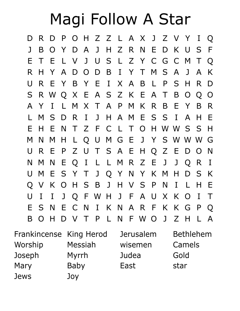 Magi Follow A Star Word Search