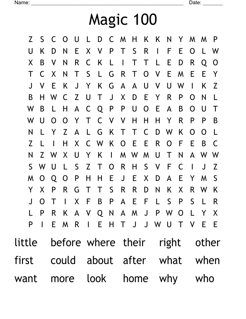 Magic 100 Word Search
