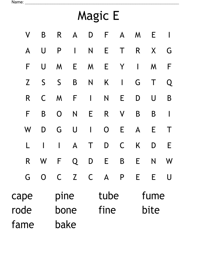 Magic E Word Search