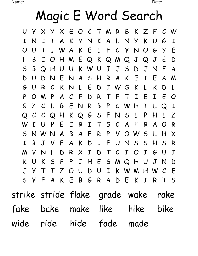 Magic E Word Search