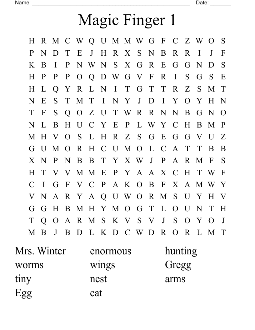 Magic Finger 1 Word Search