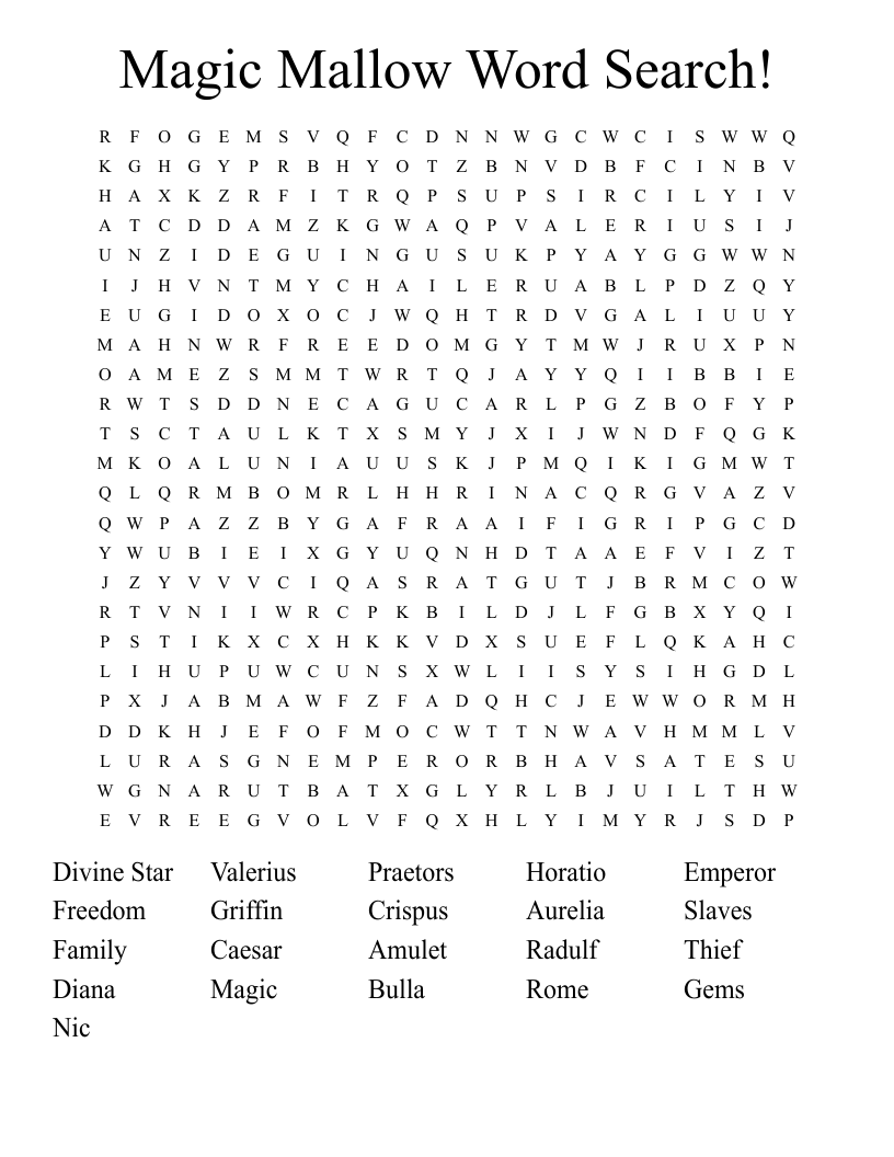 Magic Mallow Word Search!