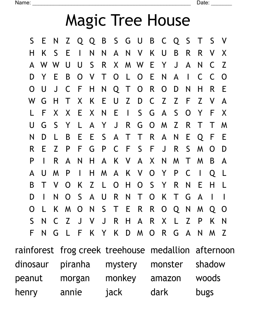Magic Tree House Word Search