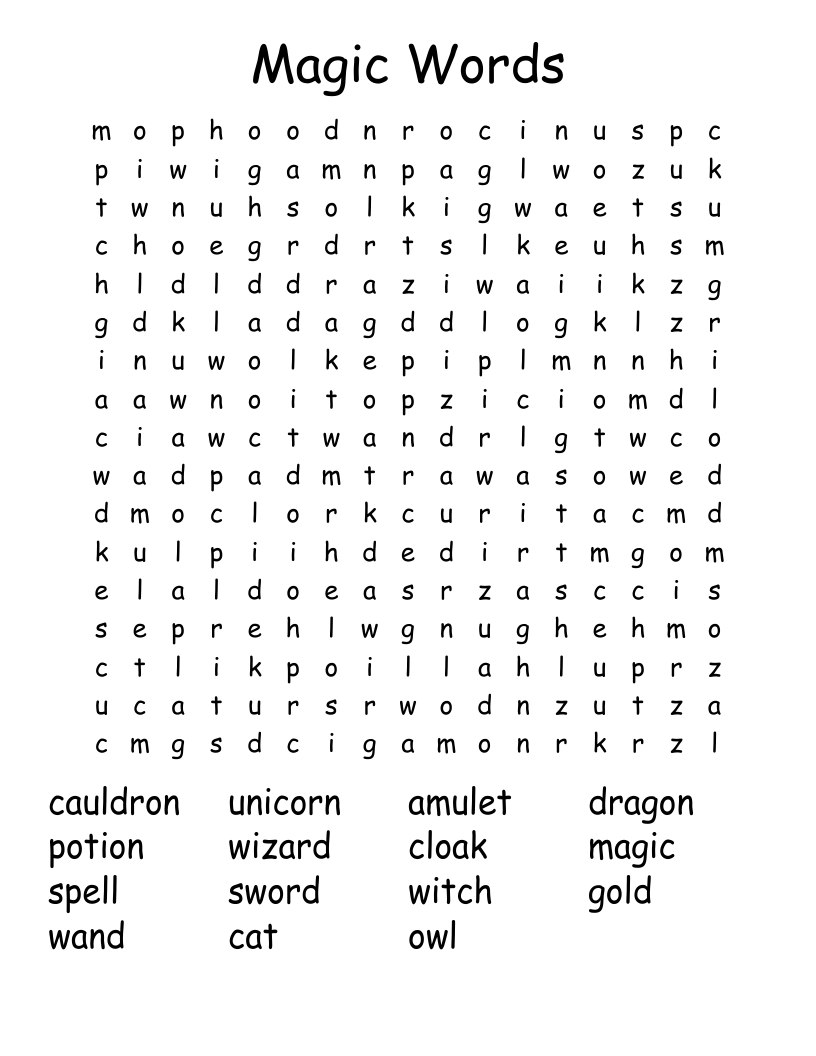 Magic Words Word Search