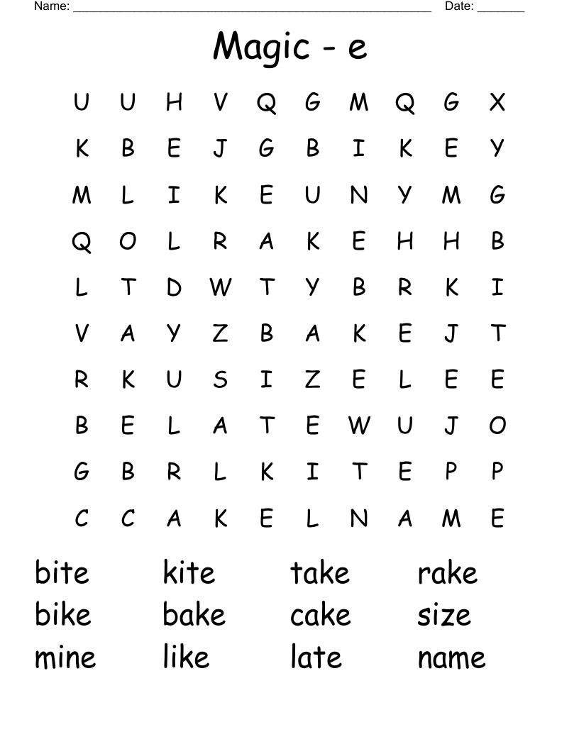 Magic - e Word Search
