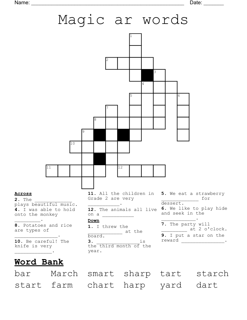 Magic ar words Crossword