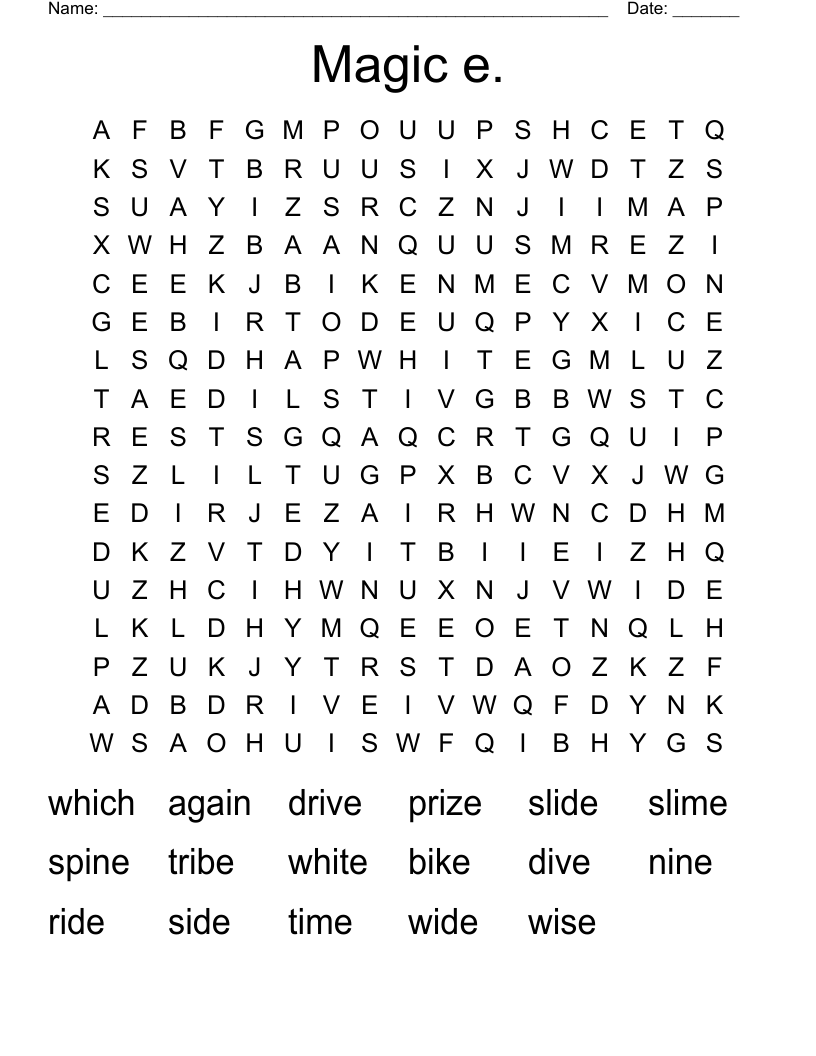 Magic e. Word Search