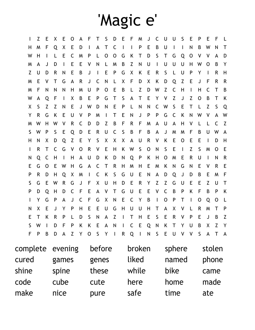'Magic e' Word Search