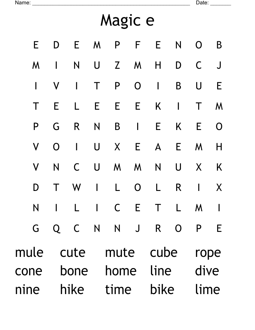 Magic e Word Search