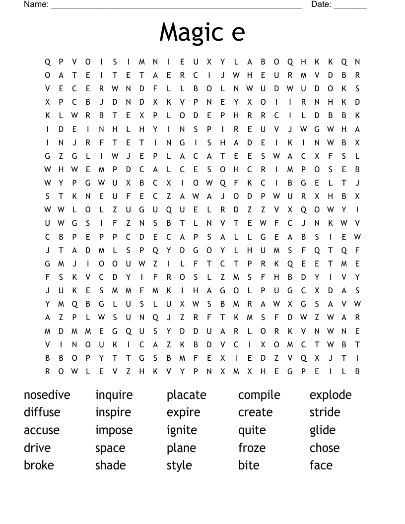 Magic e Word Search