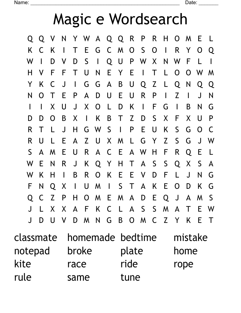 Magic e Wordsearch