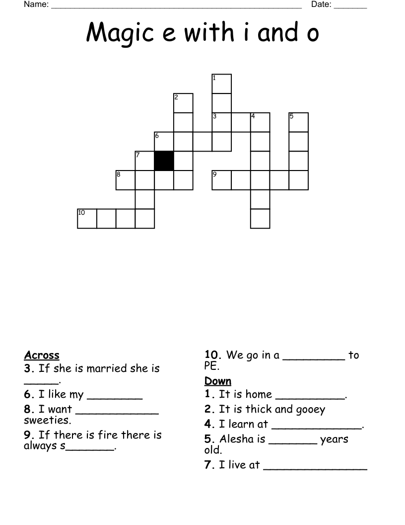 Magic e with i and o Crossword