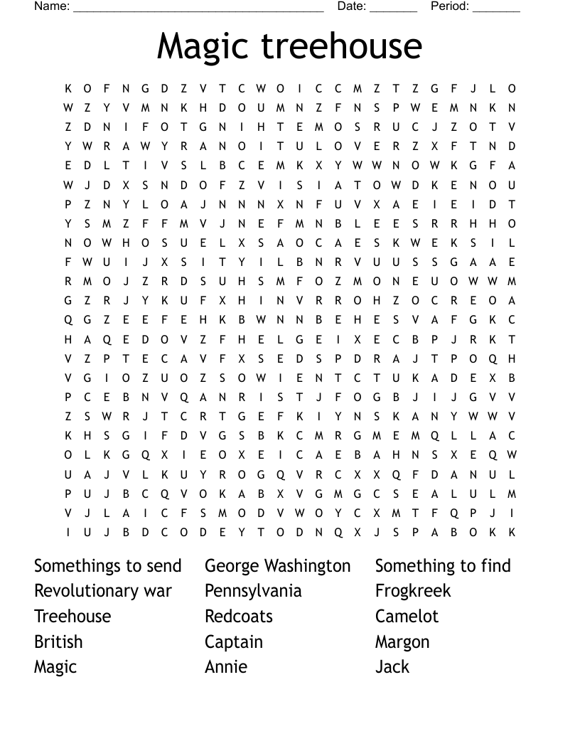 Magic treehouse  Word Search
