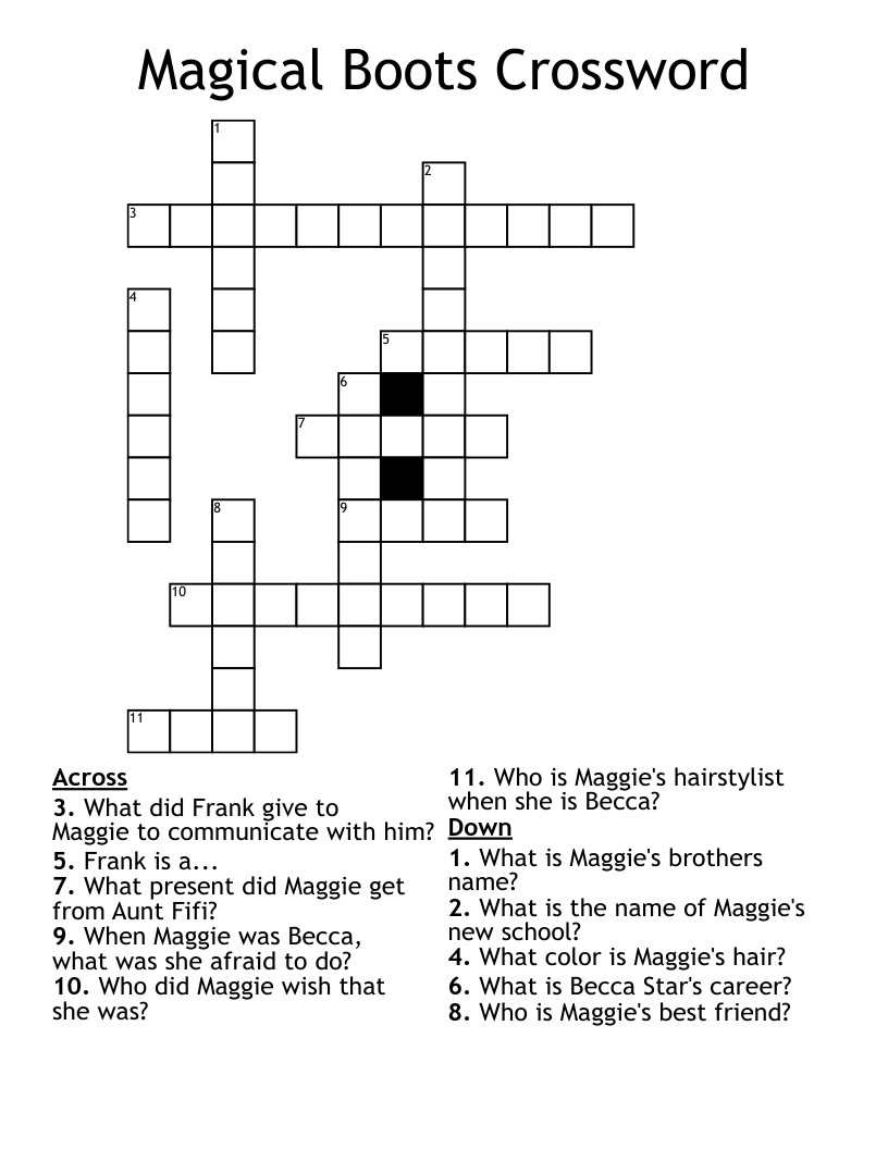Magical Boots Crossword