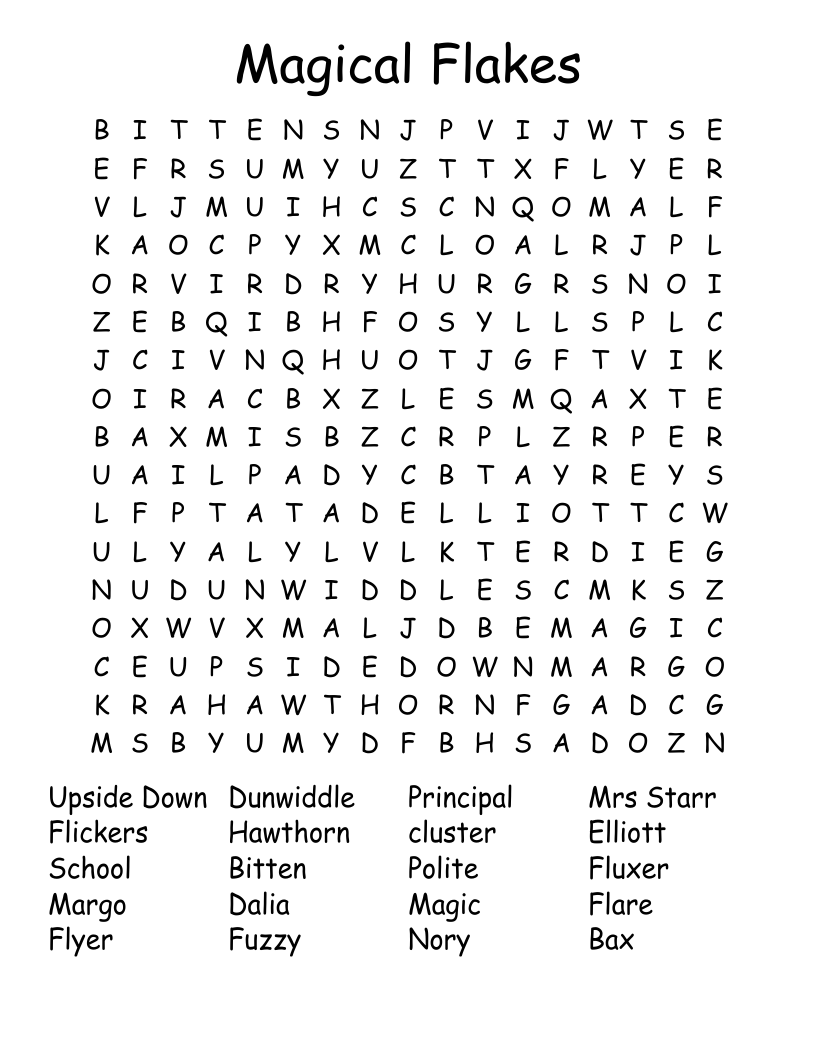 Magical Flakes Word Search