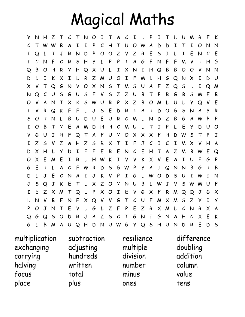 Magical Maths Word Search