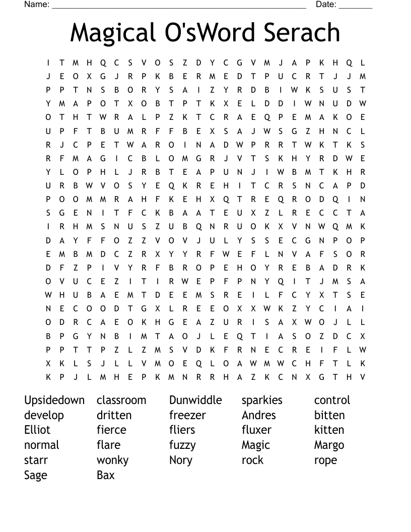Magical O'sWord Serach Word Search