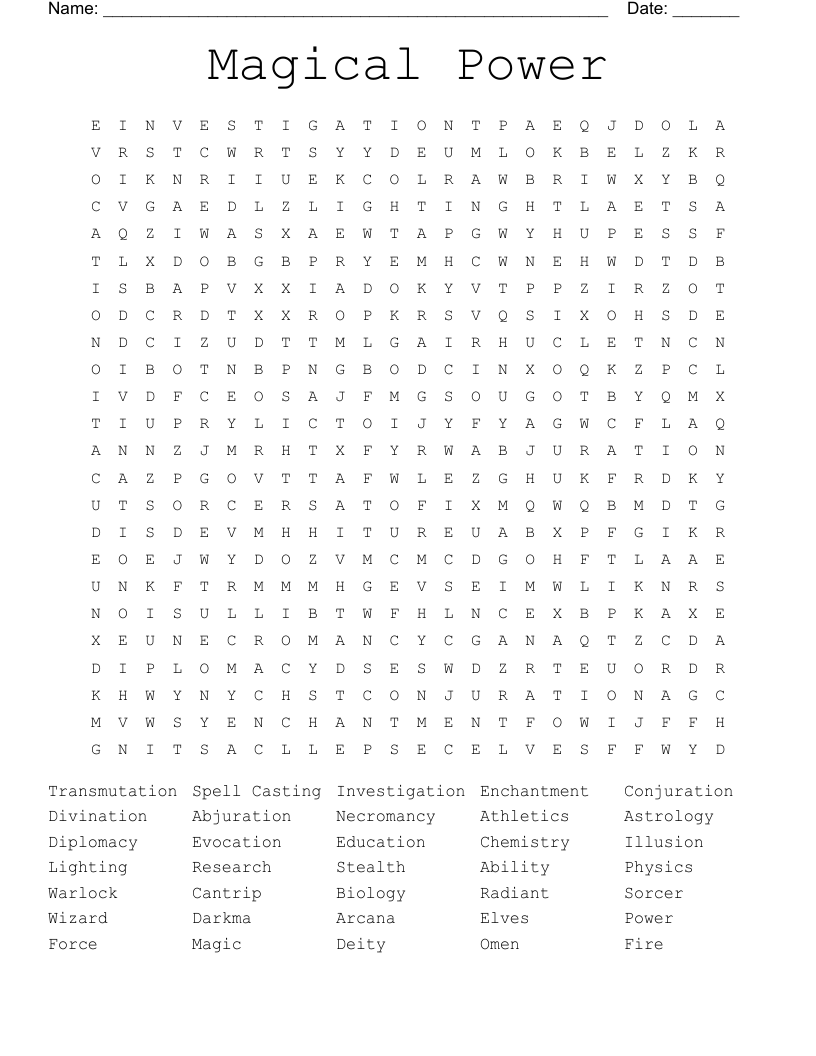 Magical Power Word Search